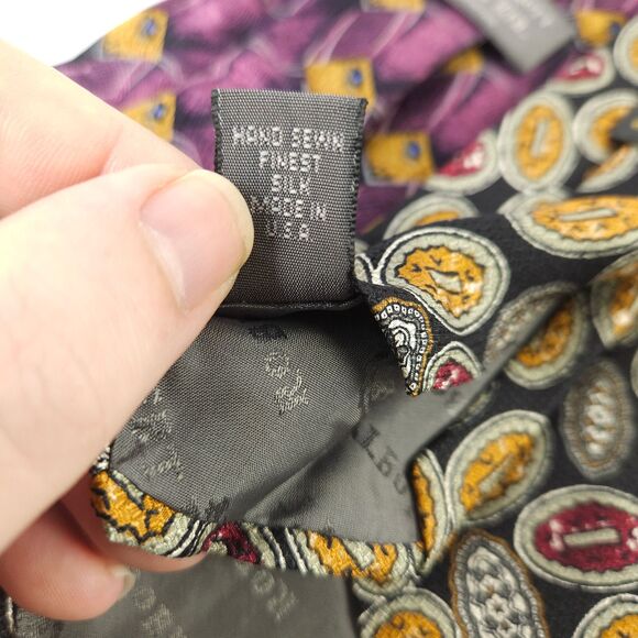 2 Robert Talbott Purple & Gray Geometric Shape Silk Ties Made in the USA - Picture 5 of 9